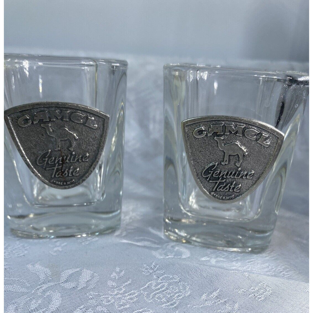 Vintage 1994 Camel Promotional Cigarette Collectibles Shot Glasses Pewter 2 Set